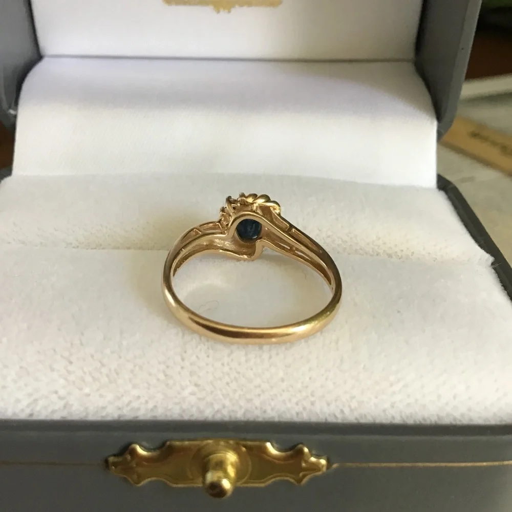 14K Gold Sapphire & Diamond Ring Size 6 1/4 Vintage Excellent Condition - Picture 6 of 13